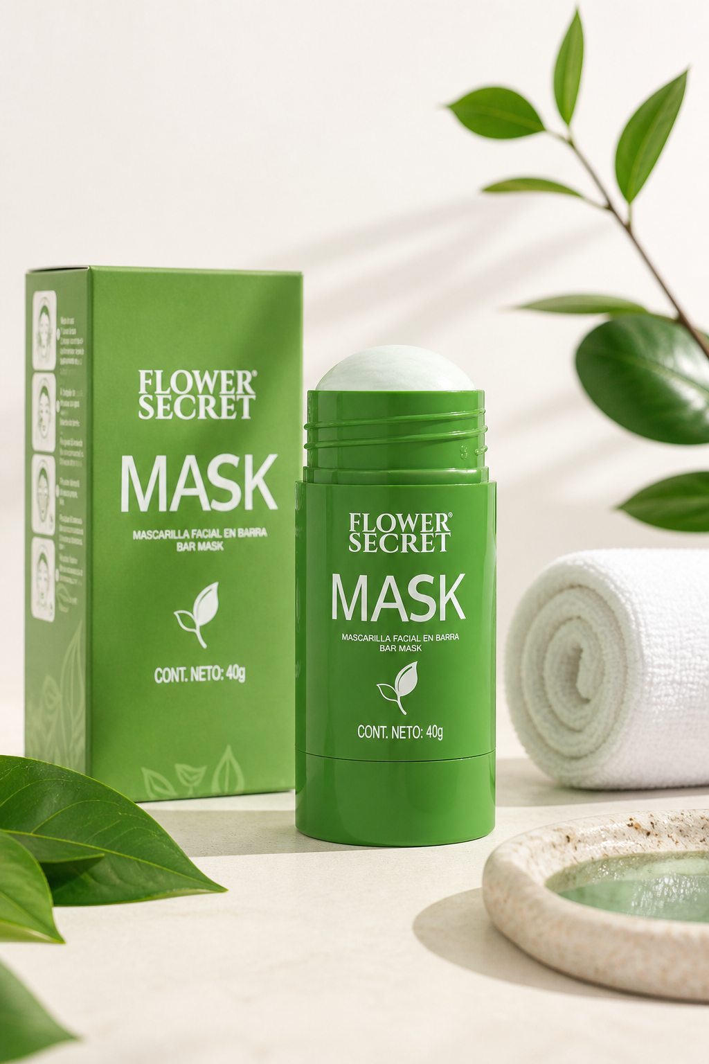 Mascarilla Facial Té Verde en Barra – Limpieza Profunda y Efecto Criogénico
