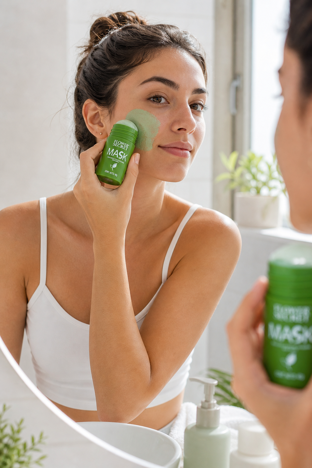 Mascarilla Facial Té Verde en Barra – Limpieza Profunda y Efecto Criogénico
